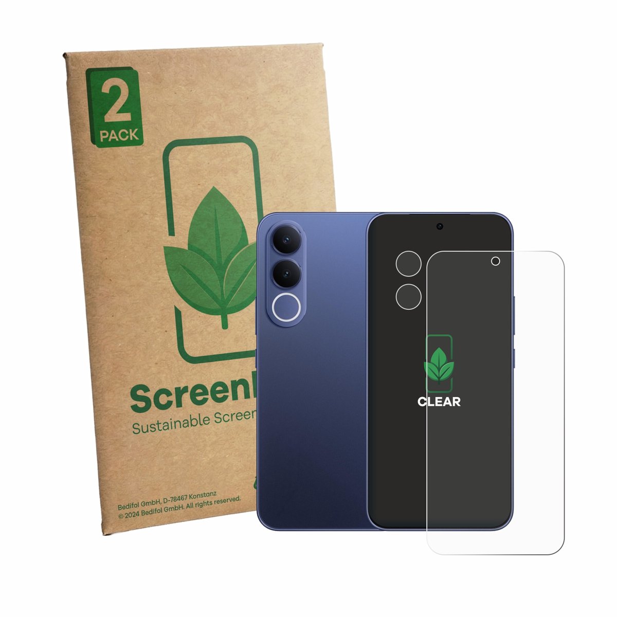 ScreenLeaf - Screenprotector voor Vivo V70 FE (Voor+Camera) - Duurzame schermbescherming Folie Beschermfolie transparant 2 Stuks