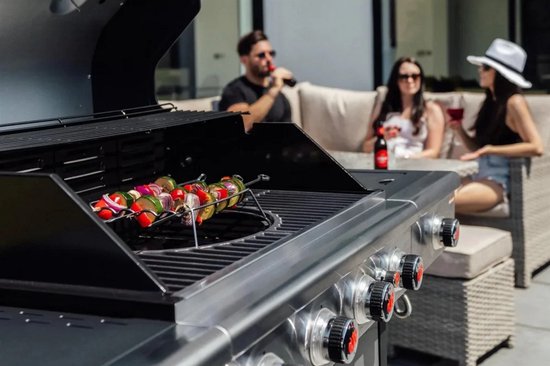 Landmann Triton MaxX PTS 4.1 Barbecue - Gas - Gietijzeren Roosters - Zilver - 4 Pits - Gas BBQ - Gasbarbecue