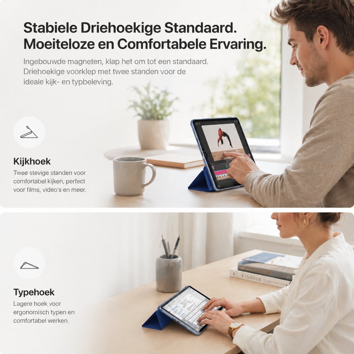 Sounix Tablet Hoes Geschikt voor iPad 10.2 (2019) 7e generatie / iPad 10.2 (2020) 8e generatie / iPad 10.2 (2021) 9e generatie - Hoesje - Marineblauw — afbeelding 6