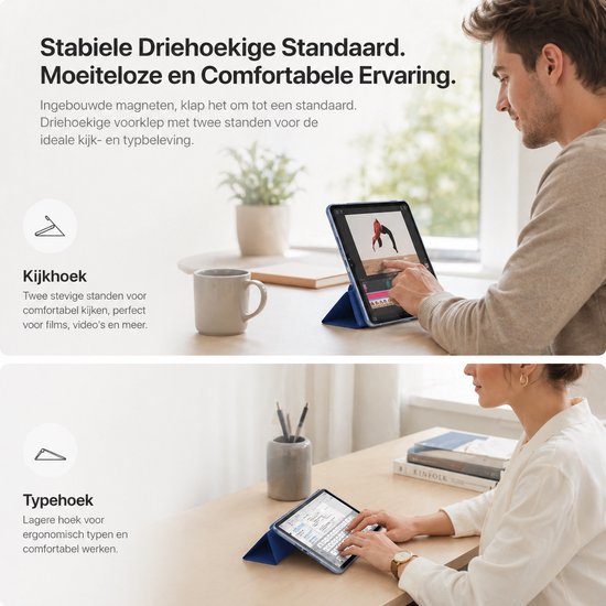 Sounix Tablet Cover Convient pour iPad 10.2 (2019) 7e génération / iPad 10.2 (2020) 8e génération / iPad 10.2 (2021) 9e génération - Étui - Bleu marine