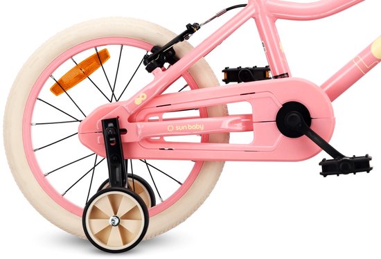 Sun Baby Kinderfiets 16 Inch LOOFI, Fiets voor Meisje 4-6 Jaar, Max 50 kg - lichtgewicht aluminium frame, met zijwieltjes, mandje, bel, stickers - Roze van Sun Baby — afbeelding 2