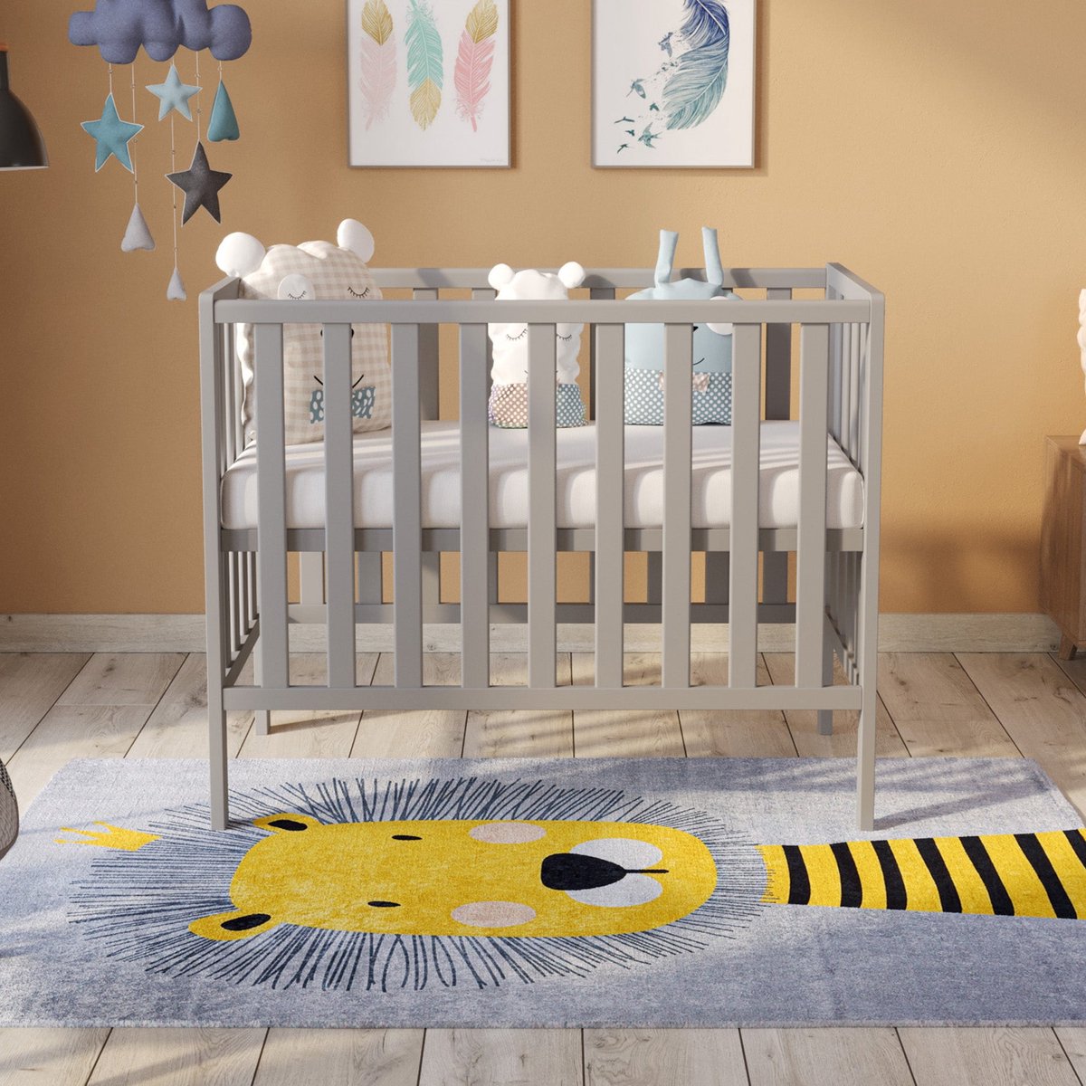 Love For Sleep Paris Babybedje 2-in-1 – Meegroeibed 104x56 cm – Inclusief Comfortabel Schuimmatras – Massief Grenenhout – Grijs
