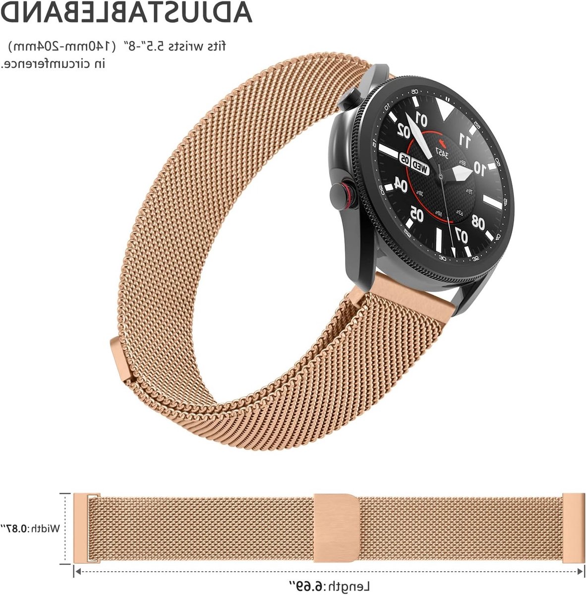22mm metalen horlogeband voor smartwatch, snelwissel horlogeband, geschikt voor heren en dames, comfortabel en stijlvol