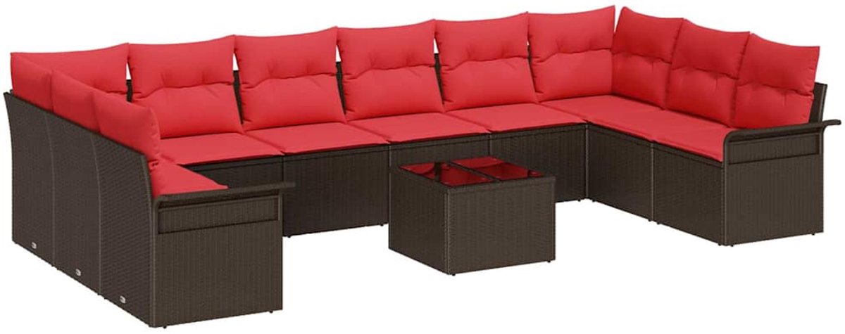 vidaXL - Tuinbank - Set - met - opslag - 11 - pcs - Bruin - poly - rattan