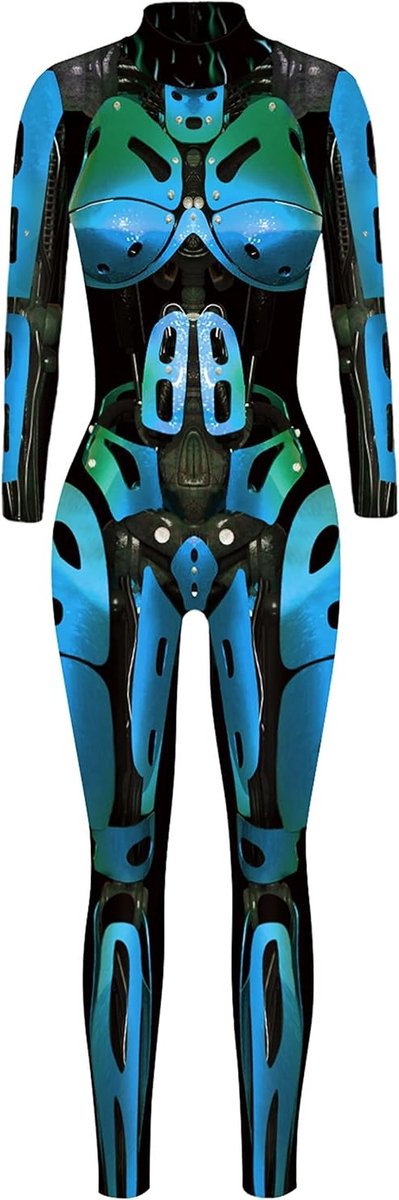 Halloween Kostuum Dames Skelet Cosplay Catsuit Overalls voor Carnaval - Maat S, M, L, XL, Perfect voor Feestjes en Thema-evenementen
