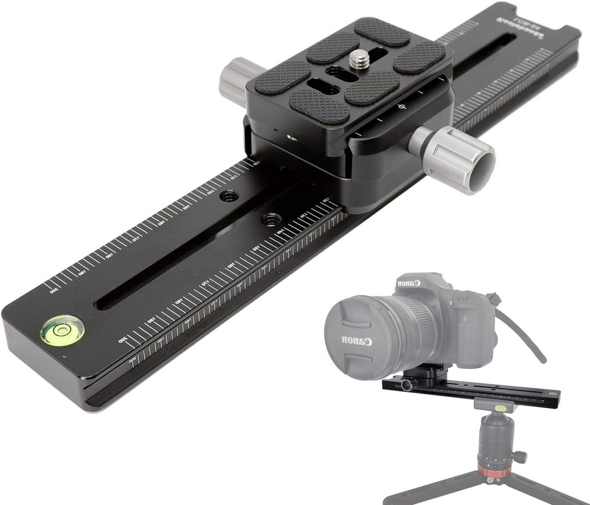 Professionele 240mm rail nodal slide met snelkoppeling, dubbele dovetail camera bracket met 90° rotatie voor Arca Swiss camera's