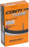 Een Continental Race 28 (700C) fietsbanden doos met een afbeelding van een Presta ventiel van 42 mm. Technische details staan op de voorkant.