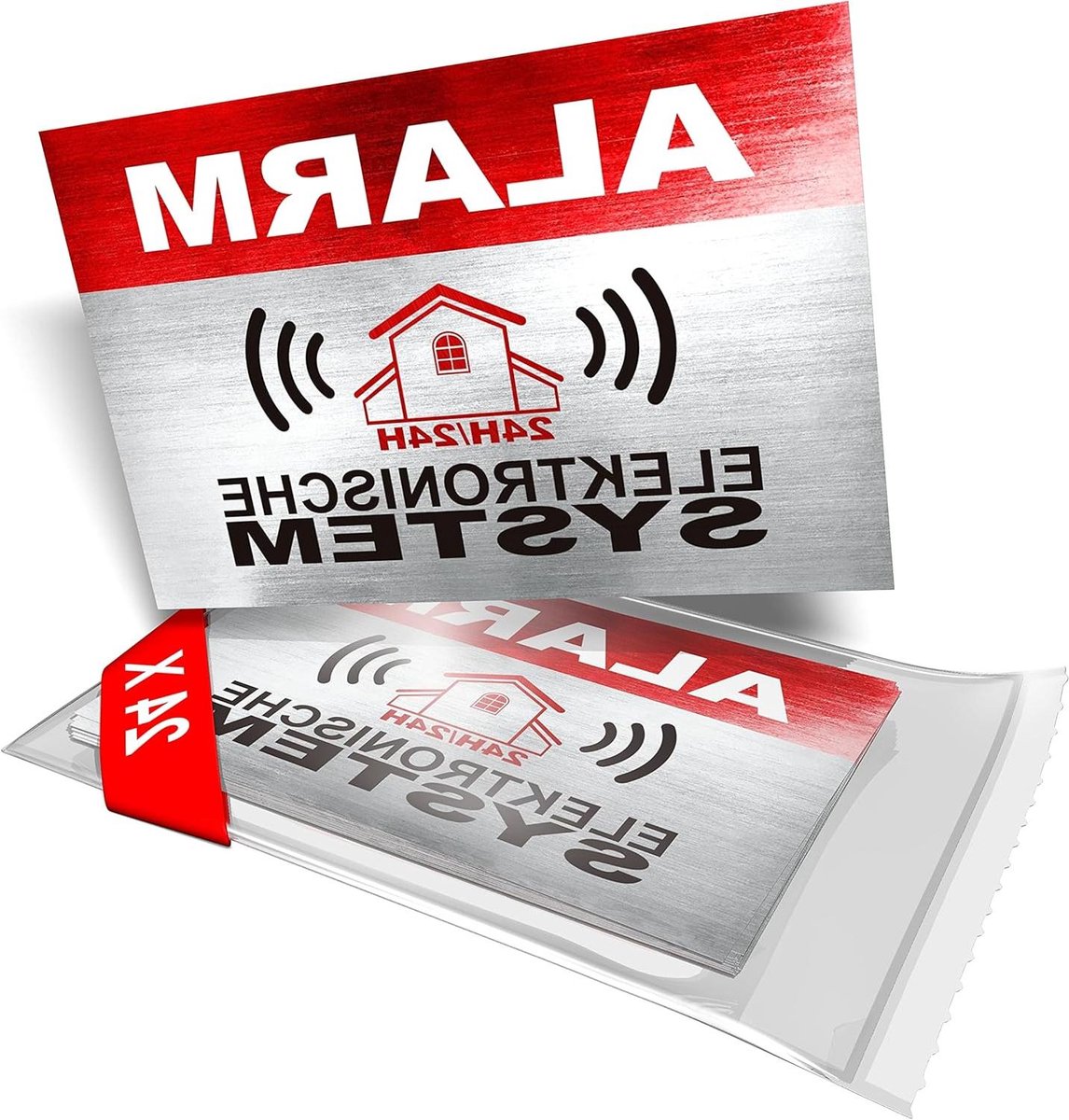 Alarm Stickers - Veiligheidsetiketten - Huis Beveiligen - Weerbestendig PVC - 24 Stuks - Zwart