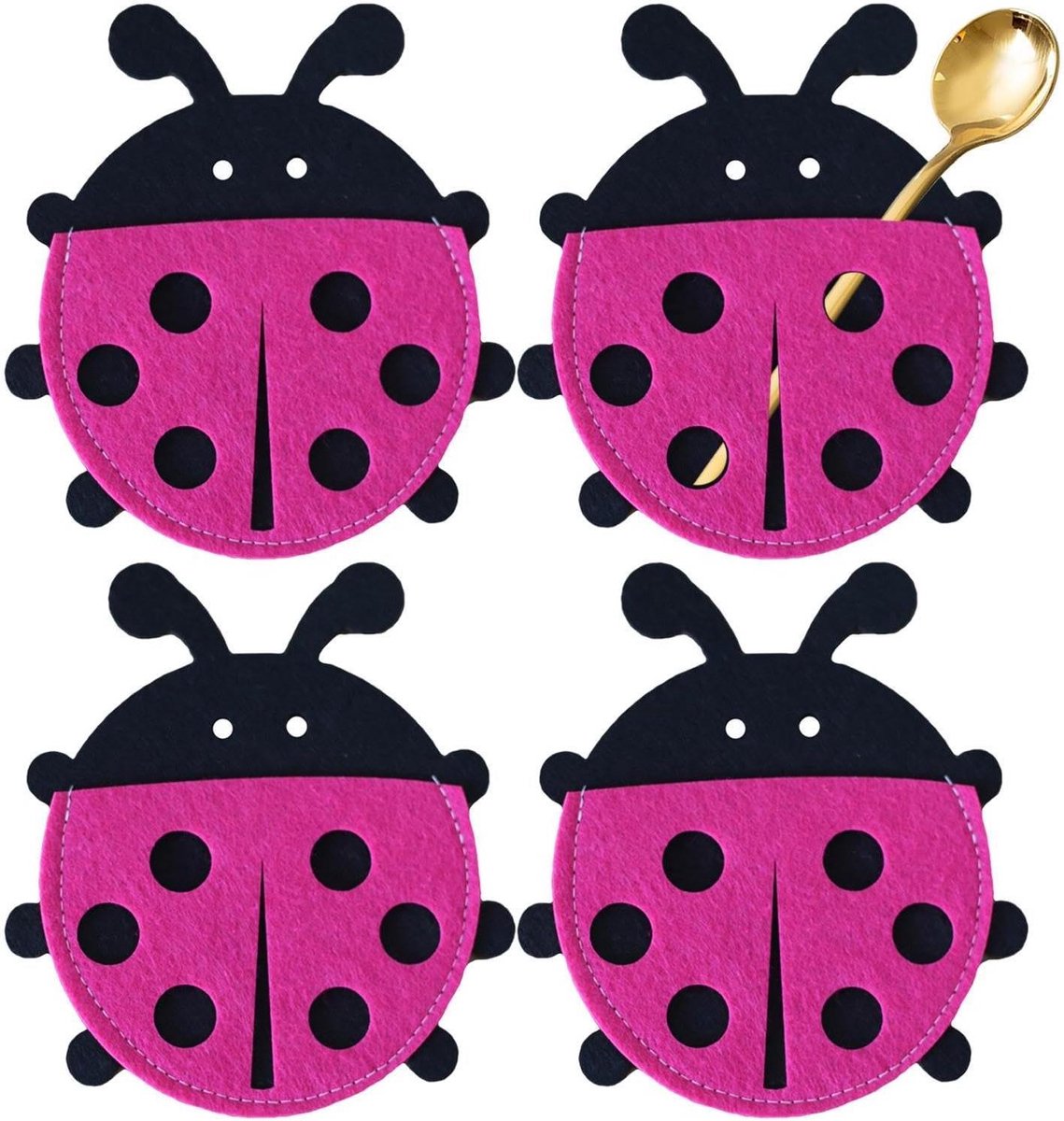 Bestek etui - Vilt organizer - Feestelijke decoratie - Liefdevol design - 15 x 13.5 cm - Roze