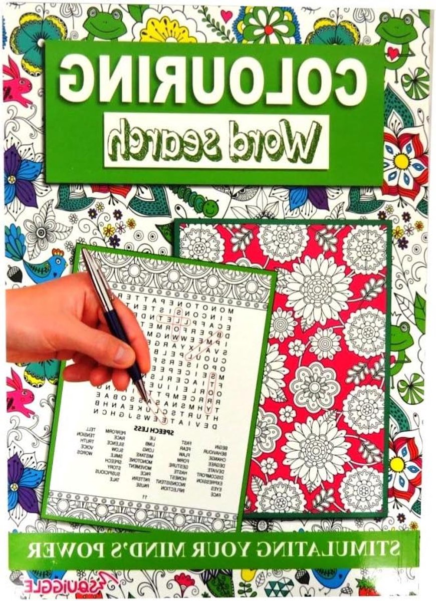 Puzzelboek Kleur & Zoek - Woordzoeker Puzzels - Ontspannen Thuis - 48 Pagina's Illustraties - A4 Formaat - Meerkleurig