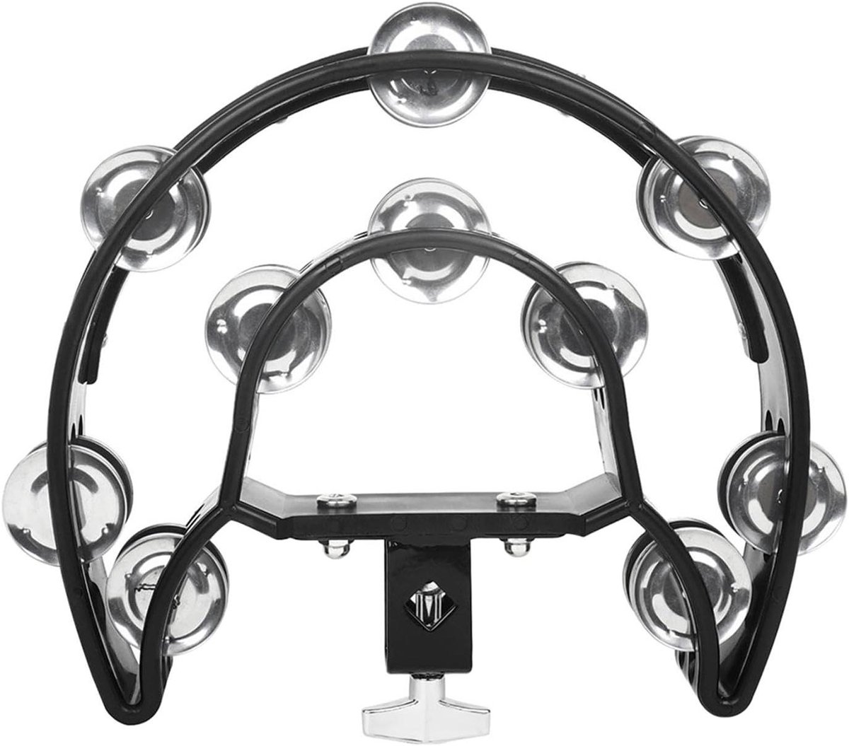 Hi Hat Tamboerijn - Percussie Accessoire - Muziek Begeleiding - Roestvrij Staal - 25.5cm - Zwart