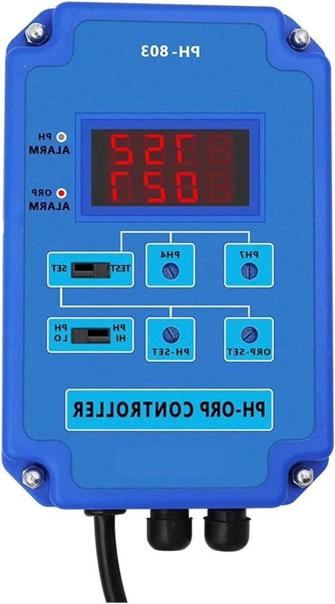 Bodemmeter PH ORP - Controller Monitor - Hydrocultuur Planten - Dubbele Meting - 160x102x40 mm - Zwart