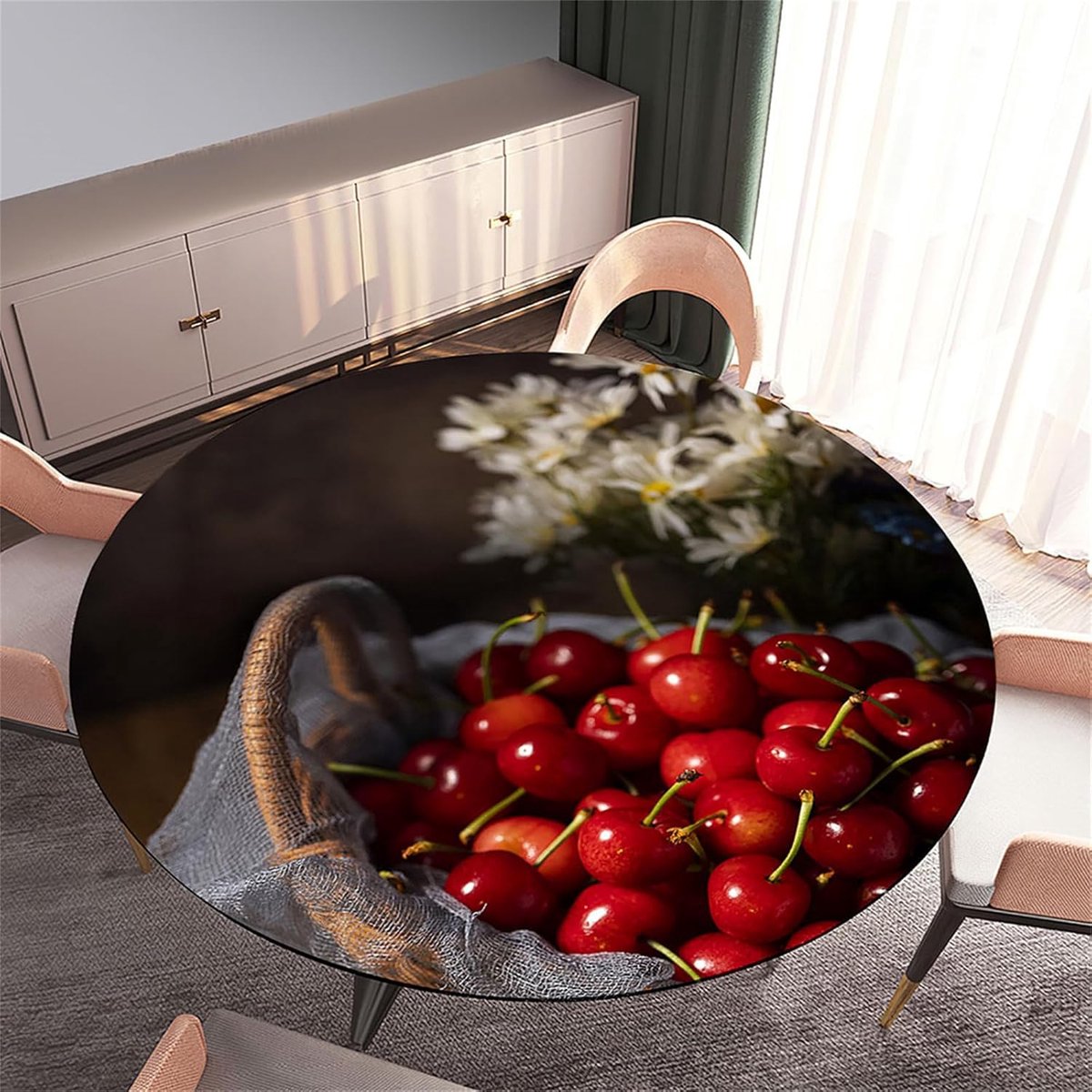Rond tafelkleed - Afwasbaar laken - Tafel beschermen - Elastische rand - 130 cm - Zwart