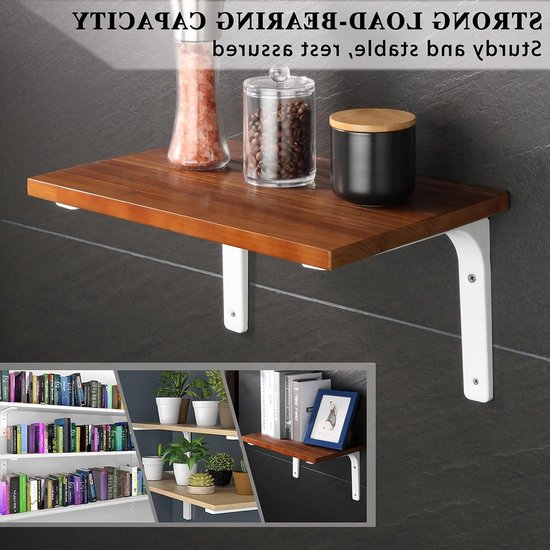 Hoeksteun voor Planken, 4 Stuks Metalen Hoekbeugels voor Wandmontage, 150mm x 129mm, Wit, Stevig en Duurzaam — afbeelding 5