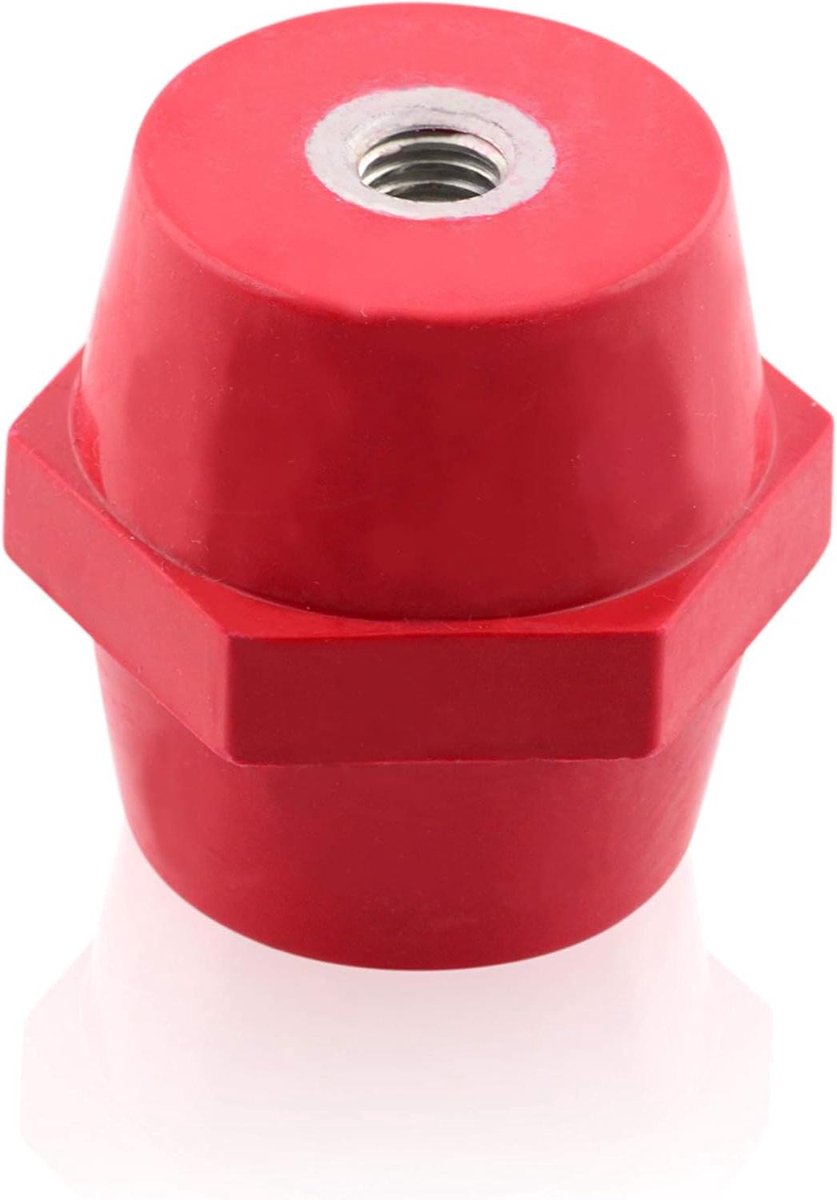 Isolatoren M12 - Pin isolator - Schakelkast montage - Zelfdovend polyesterhars - 75x50mm 10 stuks - Rood