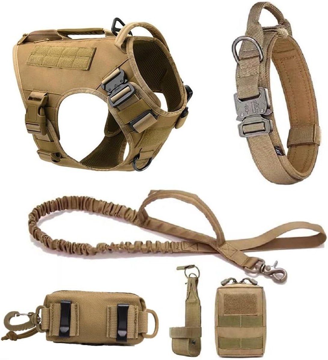 Hondenharnas Volledige Set - Honden Vest - Training Wandelen - Verstelbare Bovenriemen - Maat M - Bruin