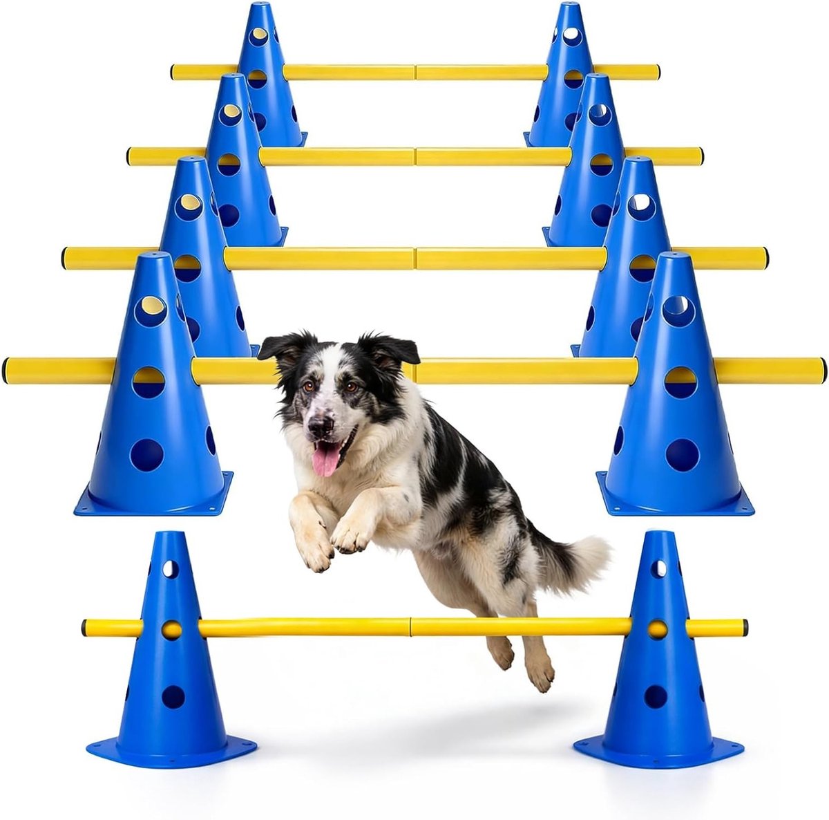Multi-functionele Agility Set voor Honden, Paarden en Kinderen - Obstakels, Coördinatietraining en Voetbaltraining met Cones - 23 cm Hoog
