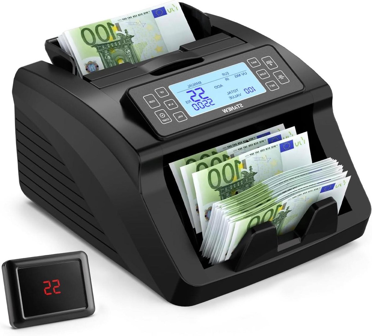 Bankbiljettenteller - Geld Telmachine - Snel Geld Tellen - Valse Biljet Detectie - 1000 Stuks/Min - Zwart