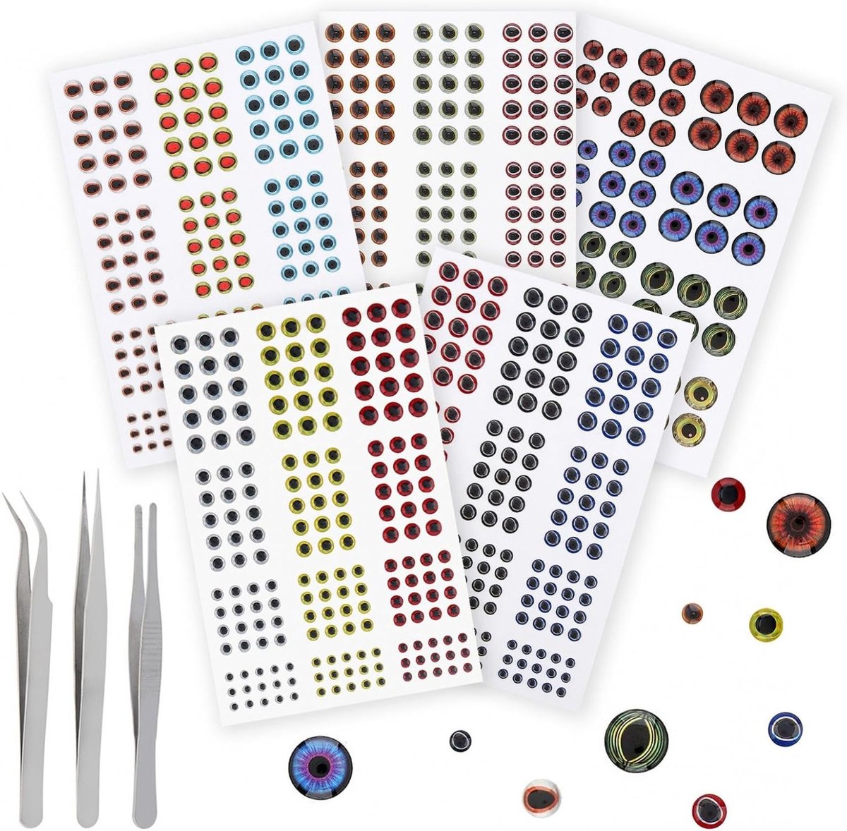 Realistische Vissenoogjes voor Aas, 2D/3D/4D/5D Opties, Ovalen Vissenoogjes in Maten 3/4/5/6/8/10mm, Perfect voor Vissen en Aasconstructie