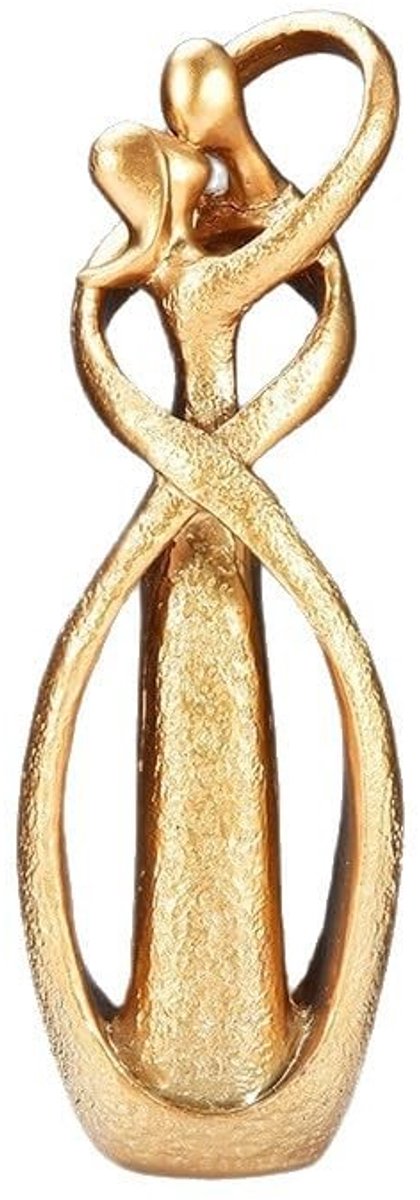 aladdien - Gouden Liefdesbeeld - Handgemaakt Beeld van Kussende Stel - Ideaal voor Thuisdecoratie en Huwelijksgeschenk - Perfect als Cadeau - Romant...