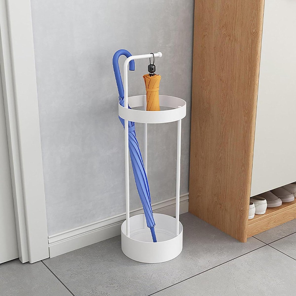 Paraplubak - Entree organizer - Paraplu's opbergen - Inclusief staafhanger - 256 cm hoog - Wit