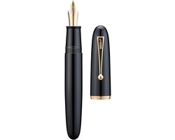 Elegante vulpen met fijne nib, zwart acryl houder en gouden clip, ideaal voor schrijfliefhebbers en professionals