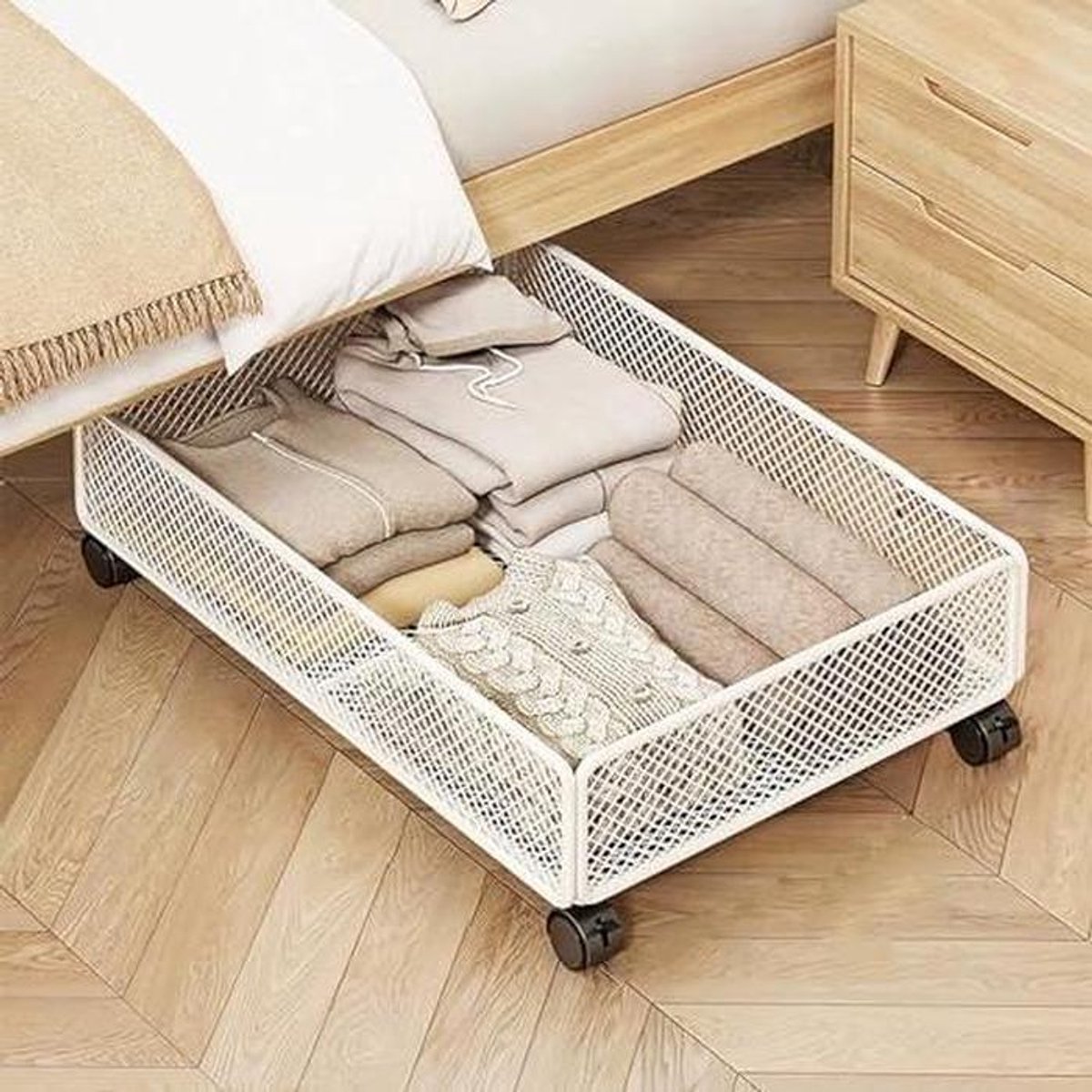 Onderbed Opslag - Rollende Lade - Ruimte Besparen - Met Wielen - 70cm - Wit