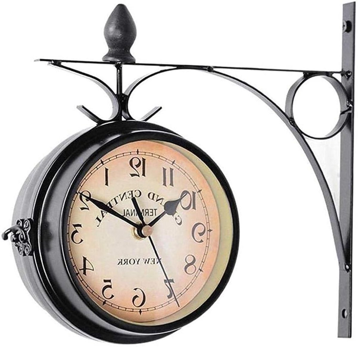 Outdoor Klok - Dubbelzijdige Klok - Tuin Decoratie - Weerbestendig Metaal - 21.8 cm - Wit Zwart