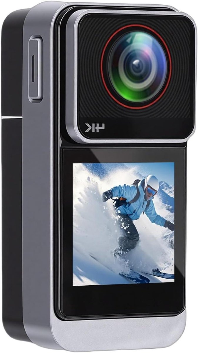 4K Actiecamera - Onderwatercamera Vlogcamera - Avontuur Vastleggen - Geavanceerde EIS Stabilisatie - 30 Meter Waterdicht - Zilver Zwart