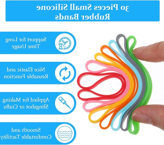 Dailygoods- Rubberen Banden - 30 Siliconen Elastieken - Veelkleurig - Brede Elastische Band - Zeer Elastisch Ontwerp - 70 x 5 mm van Dailygoods — afbeelding 4