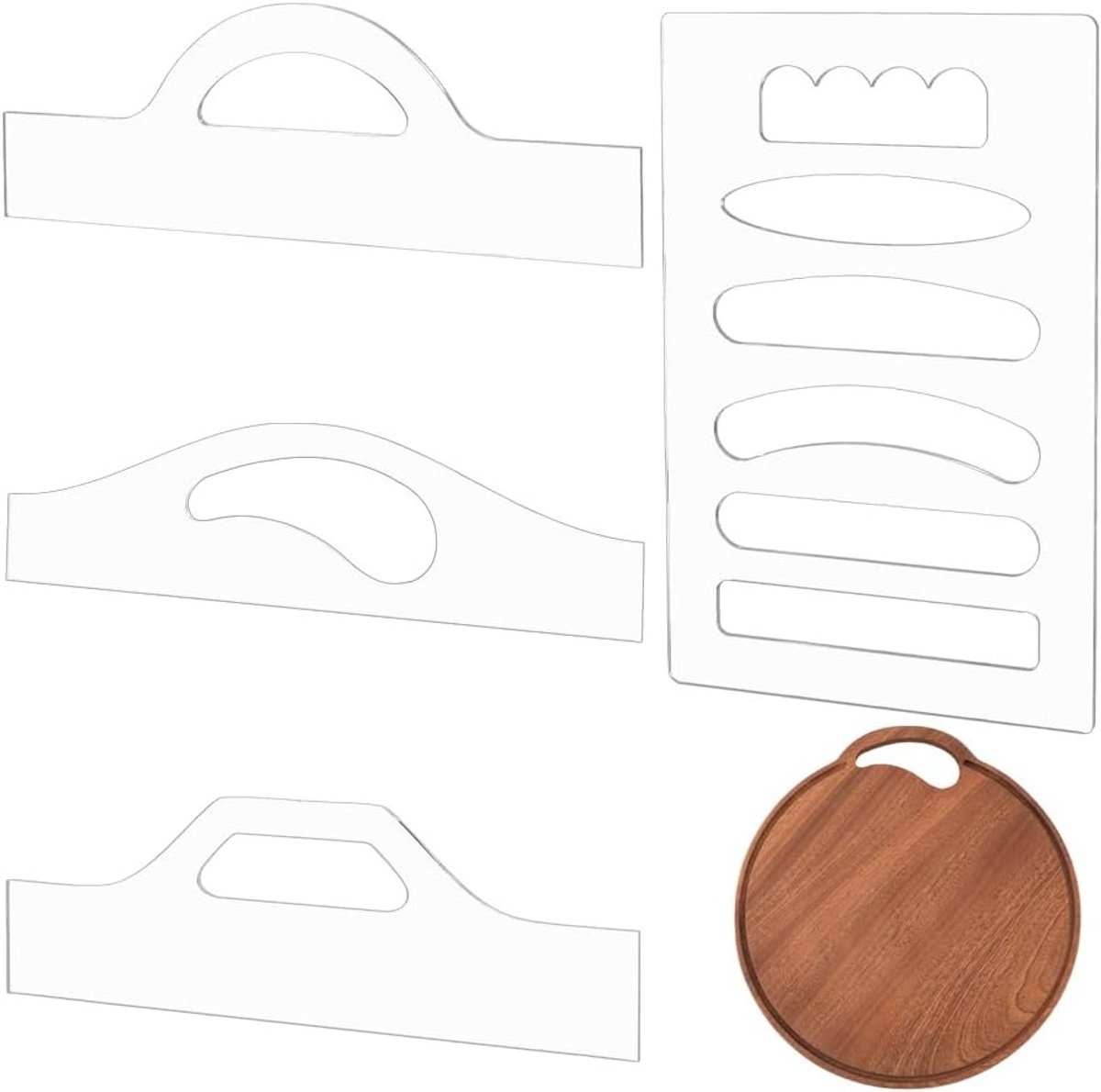 4Pcs 9 Stijlen Charcuterie Board Handvat Sjabloon, 4mm Dikke Acryl Handgreep Router Sjabloon voor Houtbewerking en Ambachten