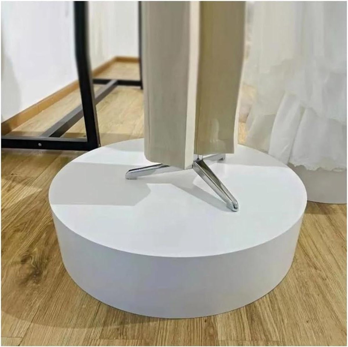Cilindrische sokkel - Display zuil - Decoratie presenteren - Robuuste constructie - 50 x 10 cm - Wit