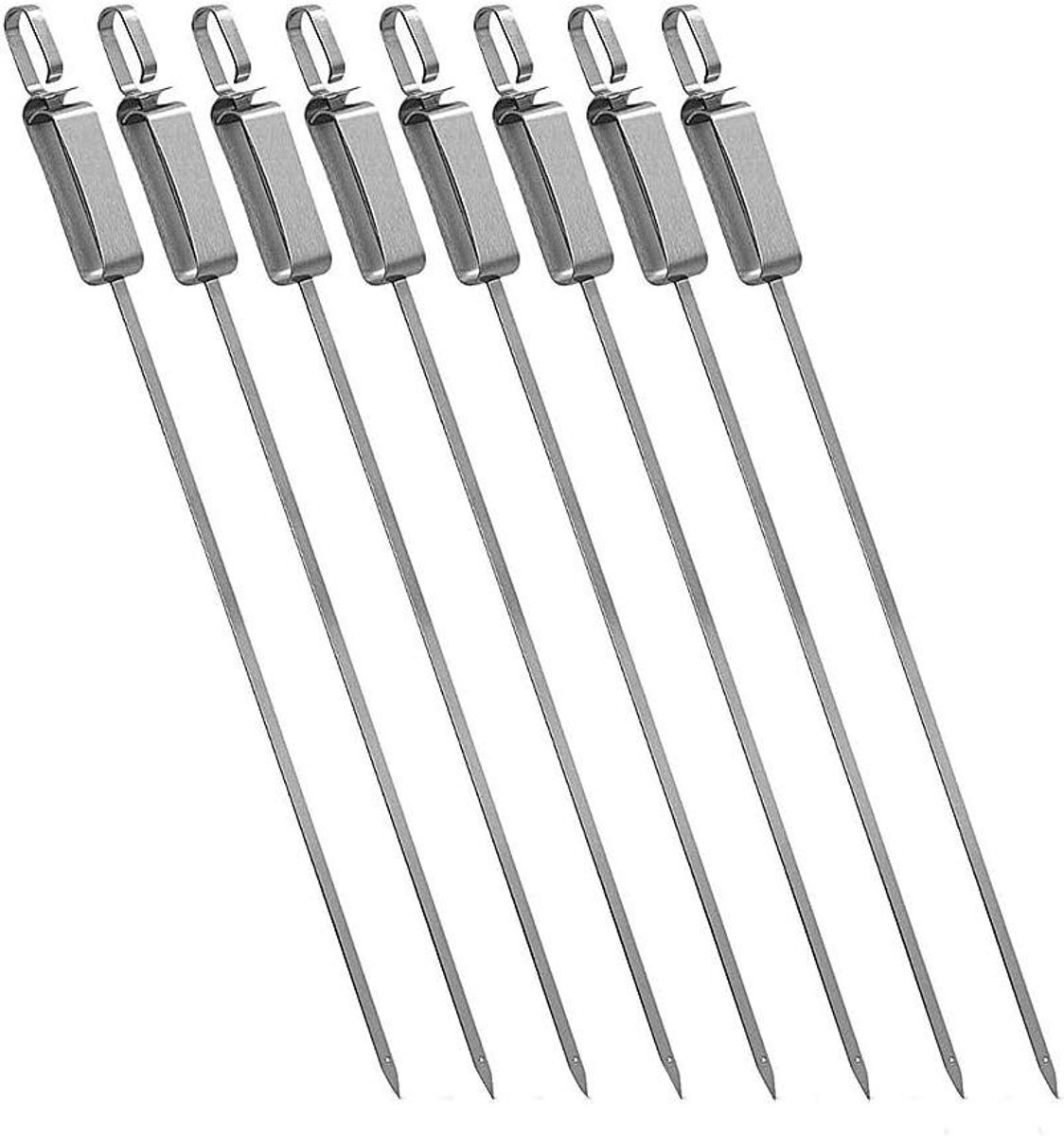 Barbecue Spiesjes - Metalen Kebab - Buiten Grillen - Roestvrij Staal - 8 Stuks - Zilverkleurig