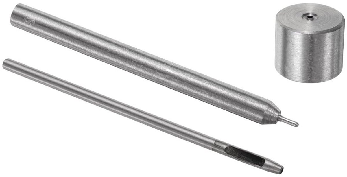 Punching tool met oogjes, hol, 2 mm voor het bevestigen van oogjes in leer, kleding, handtassen, stof en gordijnen
