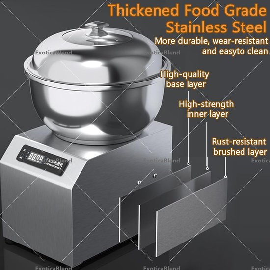 Spiraalmenger - Deegmaker - Bakken en Mengen - Dubbele rotatie functie - 8 Kilogram capaciteit - Zilver — afbeelding 4