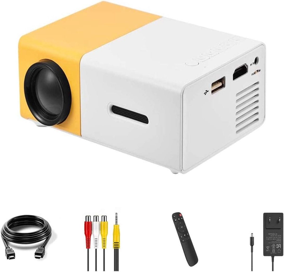 Mini Projector - Draagbare Beamer - Thuisbioscoop Creëren - Ondersteunt 1080p HD - 24 tot 60 inch - Wit Geel