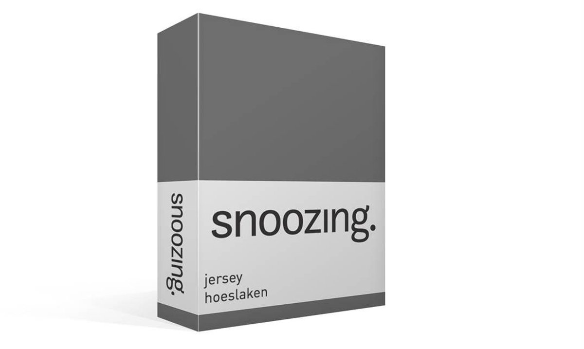 Snoozing Jersey - Hoeslaken - 100% gebreide katoen - 160x200 cm - Antraciet