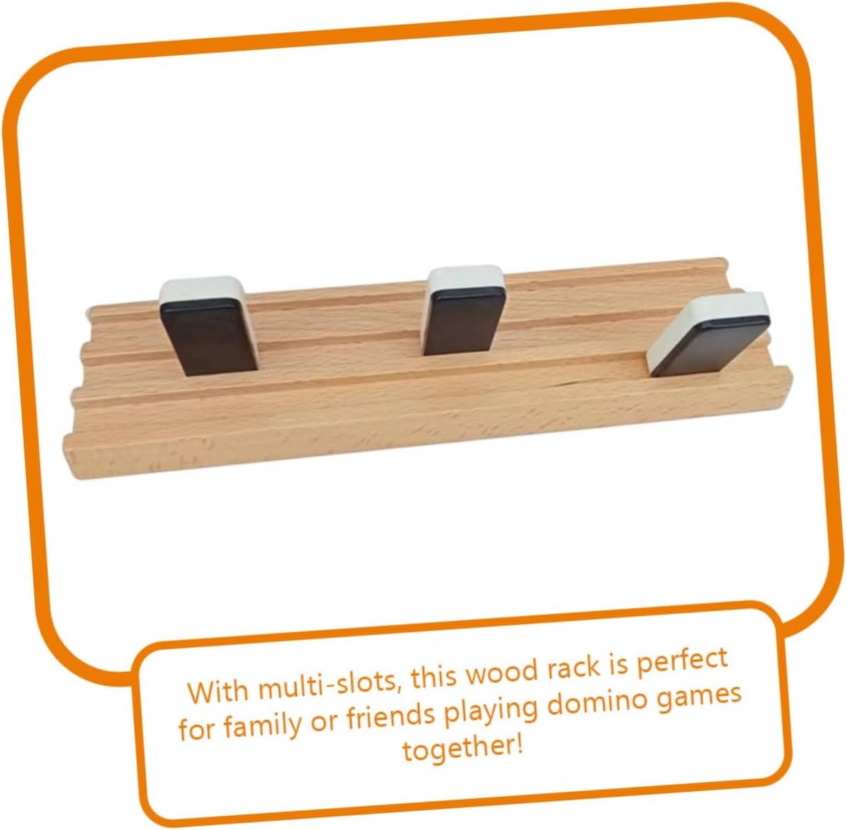 Houten Domino Rek - Domino Houder - Bordspellen Spelen - Antislip Ondergrond - 25.4x6CM - Lichtgeel — cadeau in Spellen & Speelgoed - foto 2