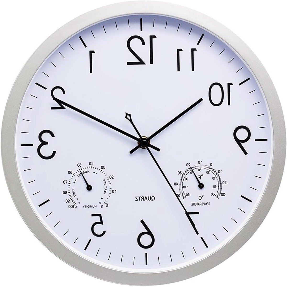 Wandklok Buiten - Decoratieve Klok - Weer Overzicht - Waterdicht Ontwerp - 30cm Diameter - Wit