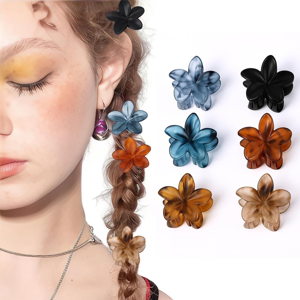 aladdien - Bloemen Haarspelden - Schattige Haaraccessoires - Voor Dikk Haar - Fashionable - 6 Stuks - Geschikt voor Vrouwen en Meisjes - Multicolor