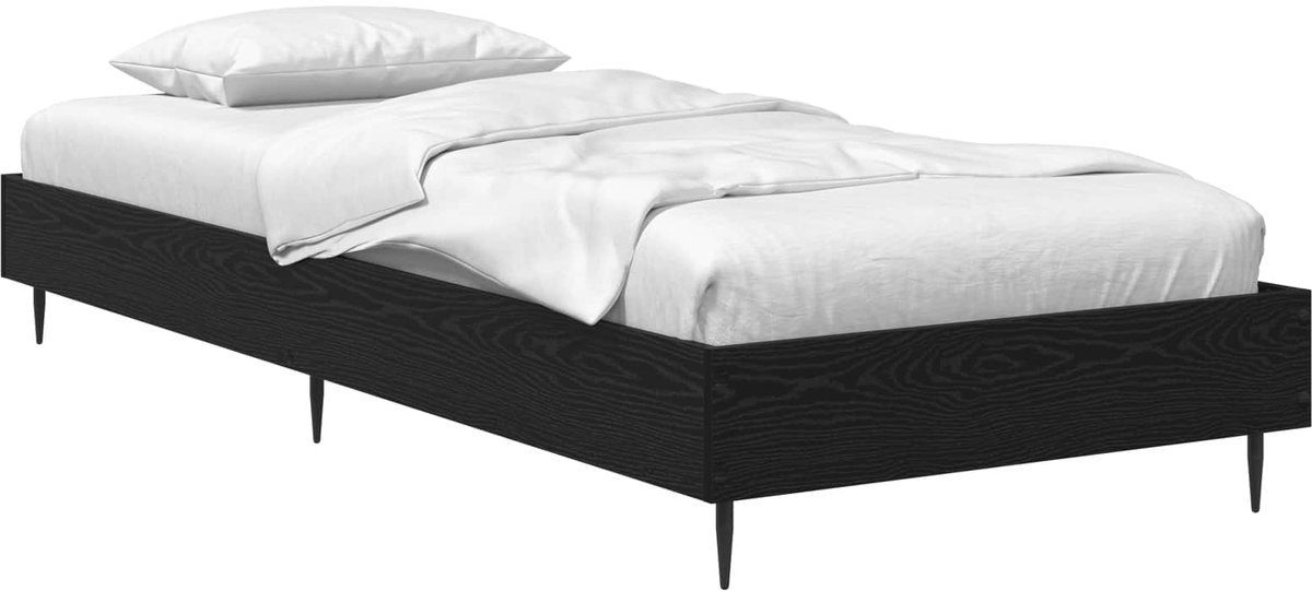 vidaXL - Bedframe - Zwart - eiken - 80 - x - 200 - cm - Bewerkt - hout