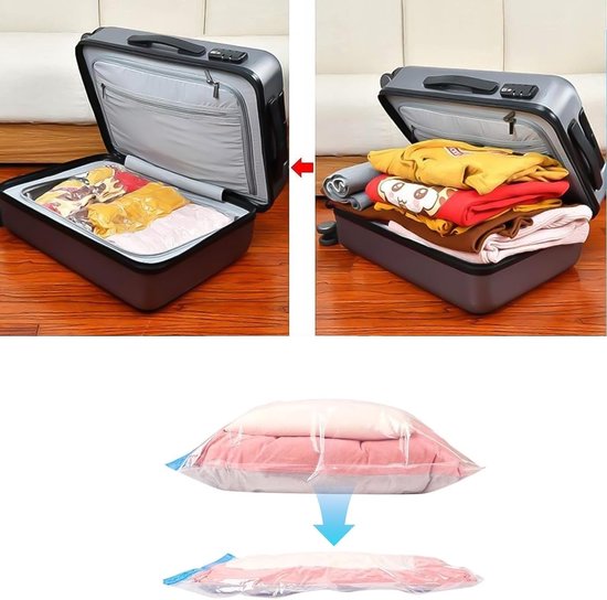 Kleine Reusable Vacuum Bags - Set van 10 Compressiezakken 35 x 50 cm voor Kleding en Dekens, Ideaal voor Reizen en Opslag van Merkloos — afbeelding 3