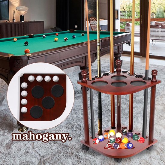 Poolkeu Rek - Keu Houder - Biljartkamer Organiseren - Driehoekig Vloerontwerp - 57 cm Hoog - Roodbruin — afbeelding 4