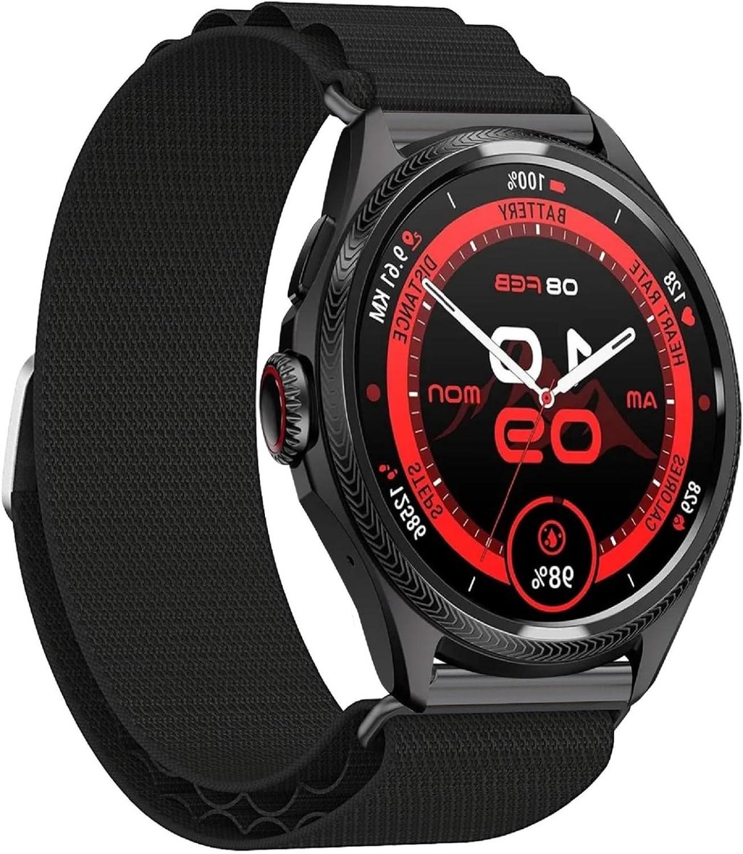 Armband Nylon - Geweven Band - Smartwatch Gebruik - Snel Verwisselbaar - 24 mm - Zwart