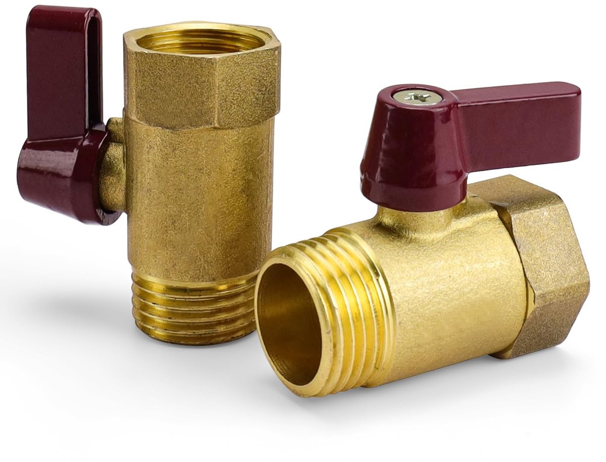 aladdien - Afsluitkraan - Kogelkraan - Roestvrij en corrosiebestendig - 1/2 inch - Messing - Voor keuken en badkamer - 2 stuks