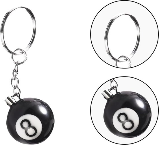 Biljart Sleutelhangers - Sieraden Tafel Bal - Hobby Accessoire - Creatieve Charm - 2 Stuks - Zwart — afbeelding 5