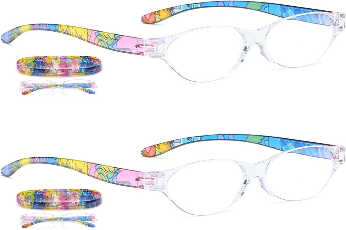 Modieuze leesbril - Leeshulp bril - Comfortabel lezen - Blauwlichtfilter - 133 mm framebreedte - Bloemenpatroon