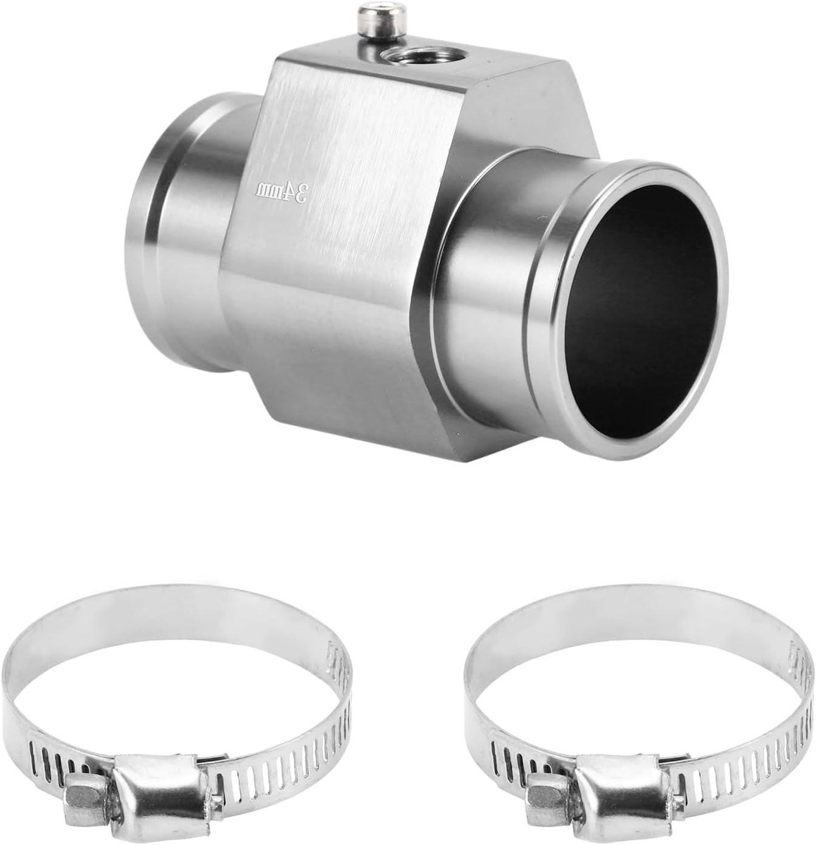 Koelvloeistof Sensor Adapter - Temperatuur Adapter - Auto Motor - Aluminium Legering - 34mm - Zilverkleurig