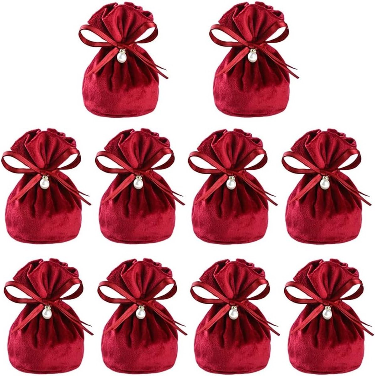 Set van 10 Fluwelen Cadeautassen met Trekkoord, Ideaal voor Trouwen, Feestjes en Vullingen