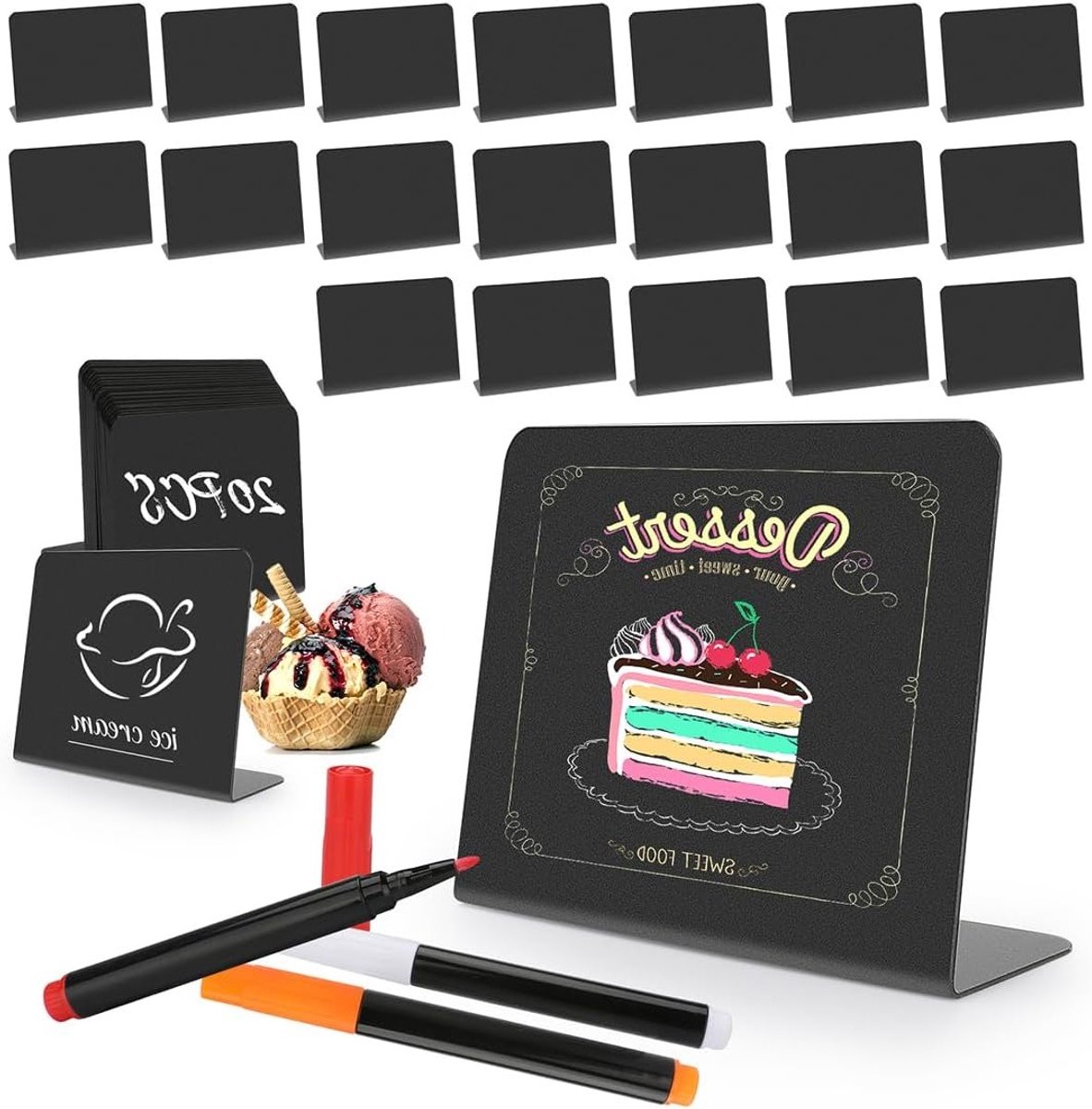 Set van 20 Mini Tekenborden voor Labeling, Keukenlabels, Tafels, Prijskaartjes, Bruiloften en Feesten